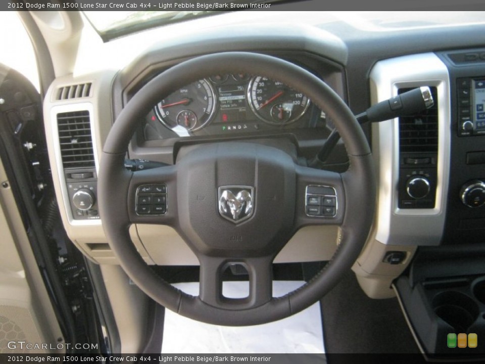 Light Pebble Beige/Bark Brown Interior Steering Wheel for the 2012 Dodge Ram 1500 Lone Star Crew Cab 4x4 #63414869
