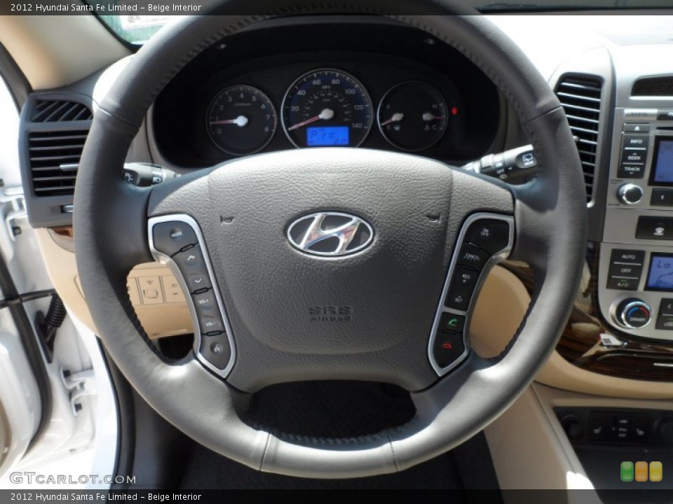 Beige Interior Steering Wheel for the 2012 Hyundai Santa Fe Limited #63436196
