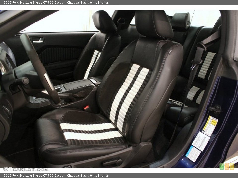 Charcoal Black/White Interior Front Seat for the 2012 Ford Mustang Shelby GT500 Coupe #63557155