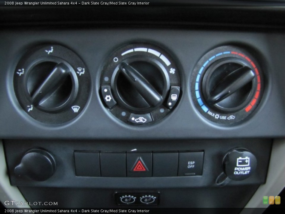 Dark Slate Gray/Med Slate Gray Interior Controls for the 2008 Jeep Wrangler Unlimited Sahara 4x4 #63563504
