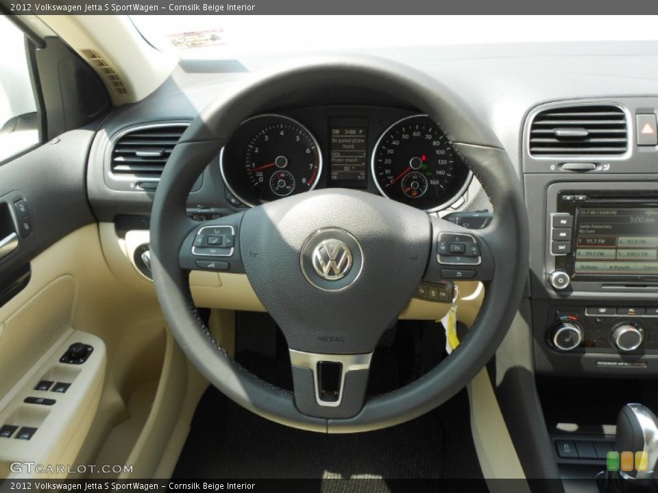 Cornsilk Beige Interior Steering Wheel for the 2012 Volkswagen Jetta S SportWagen #63573524