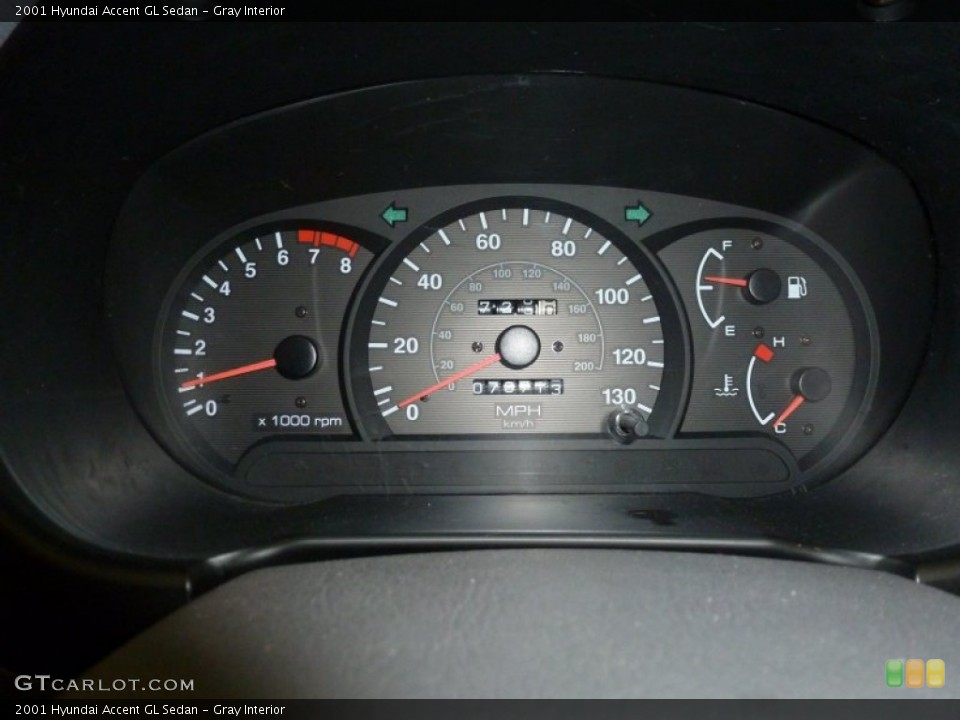 Gray Interior Gauges for the 2001 Hyundai Accent GL Sedan #63601447