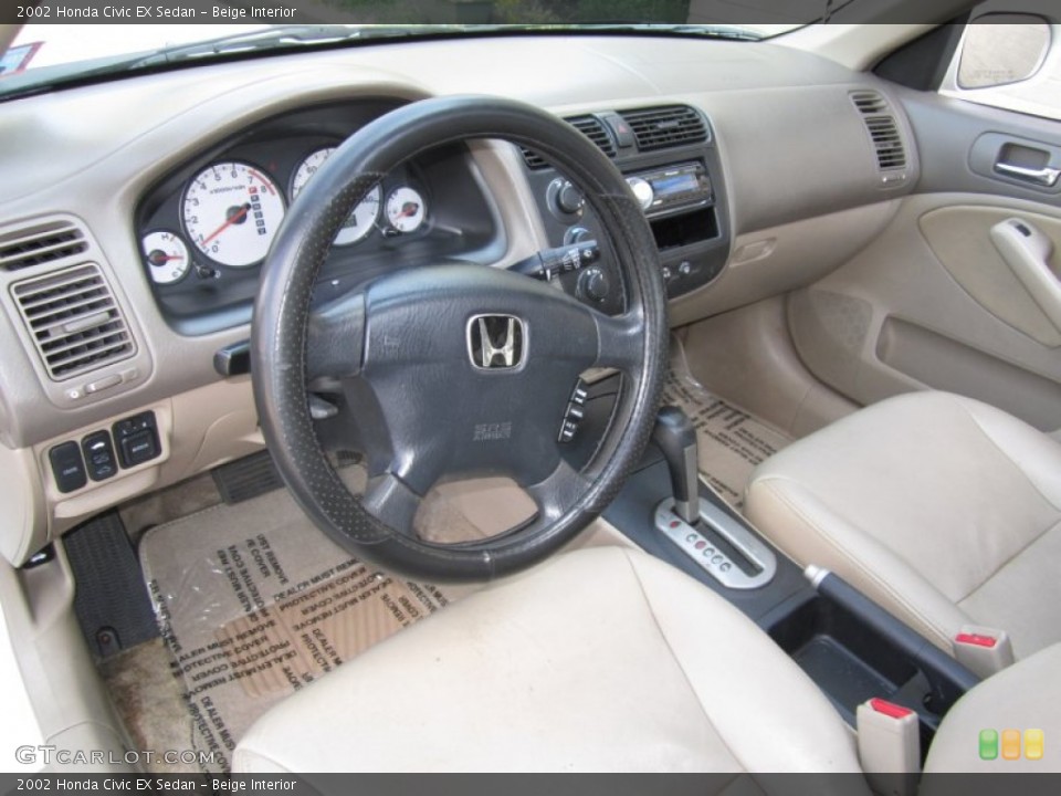 Beige Interior Prime Interior for the 2002 Honda Civic EX Sedan #63614785