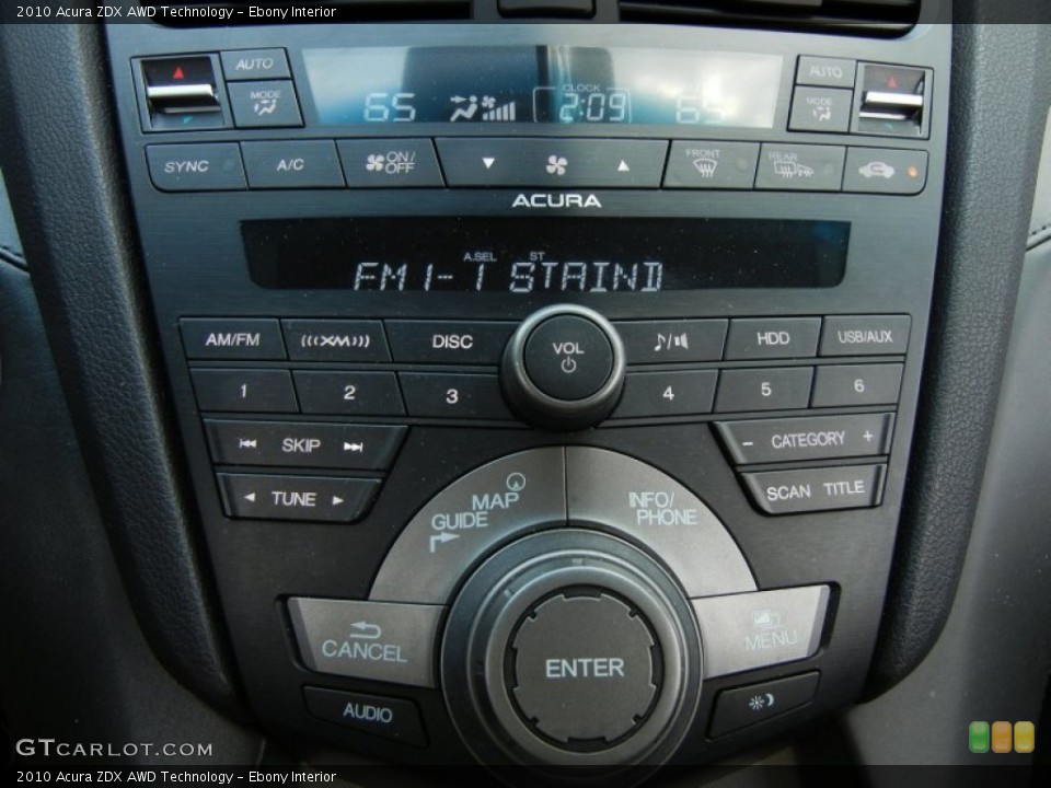 Ebony Interior Controls for the 2010 Acura ZDX AWD Technology #63638140