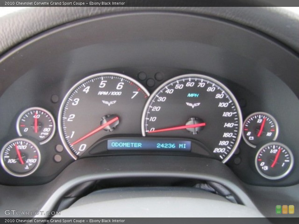 Ebony Black Interior Gauges for the 2010 Chevrolet Corvette Grand Sport Coupe #63654825