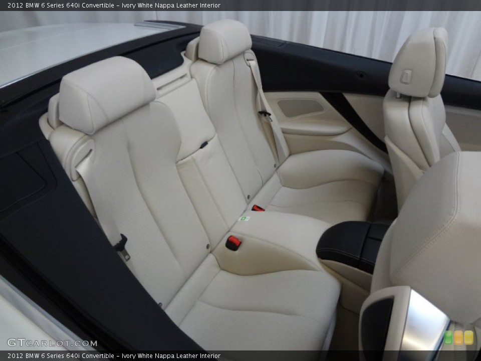 Ivory White Nappa Leather Interior Rear Seat for the 2012 BMW 6 Series 640i Convertible #63682845