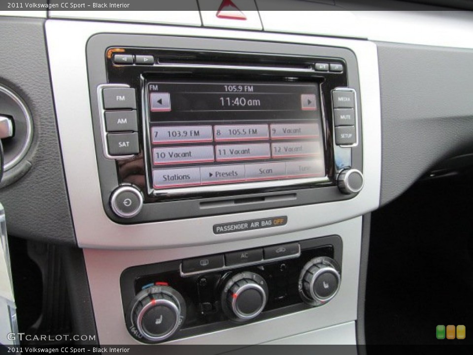Black Interior Controls for the 2011 Volkswagen CC Sport #63772915