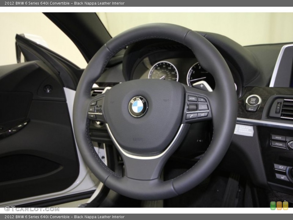 Black Nappa Leather Interior Steering Wheel for the 2012 BMW 6 Series 640i Convertible #63802008