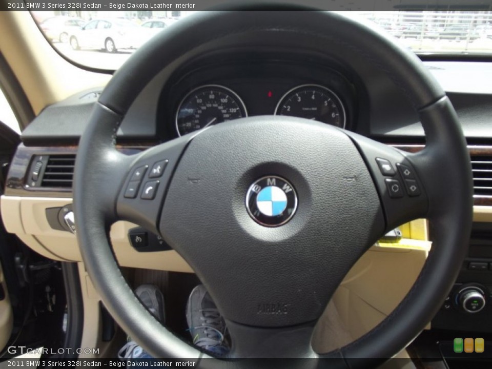Beige Dakota Leather Interior Steering Wheel for the 2011 BMW 3 Series 328i Sedan #63889210