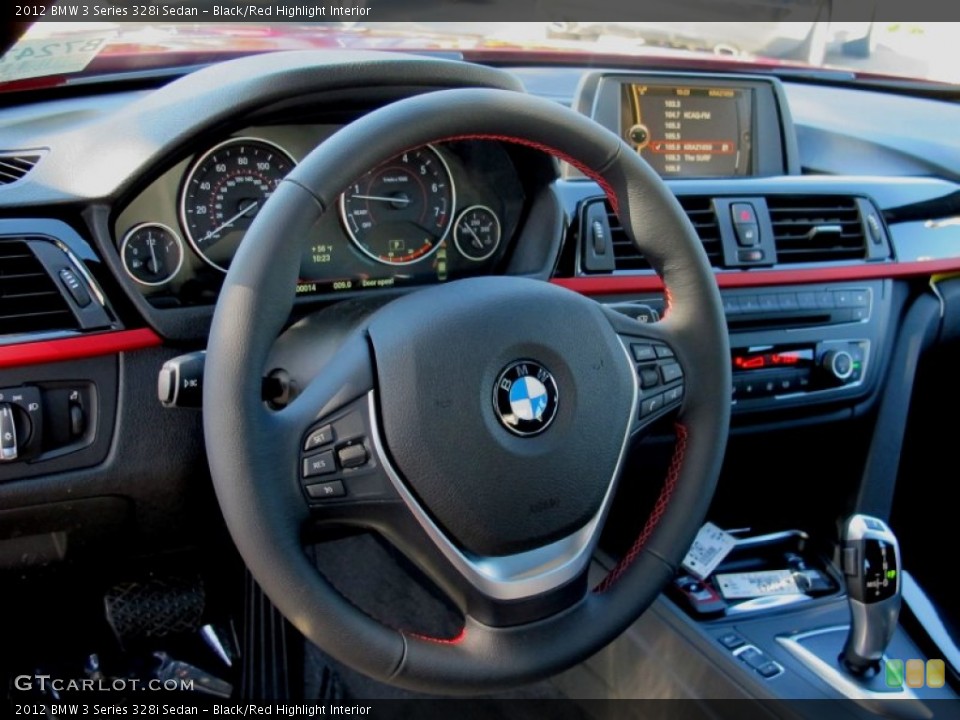 Black/Red Highlight Interior Steering Wheel for the 2012 BMW 3 Series 328i Sedan #63994761