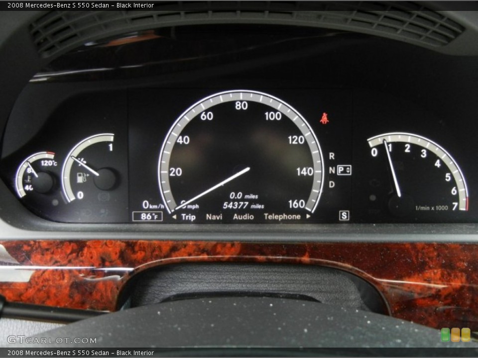 Black Interior Gauges for the 2008 Mercedes-Benz S 550 Sedan #64004960