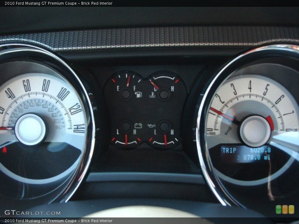 Brick Red Interior Gauges for the 2010 Ford Mustang GT Premium Coupe #64031869