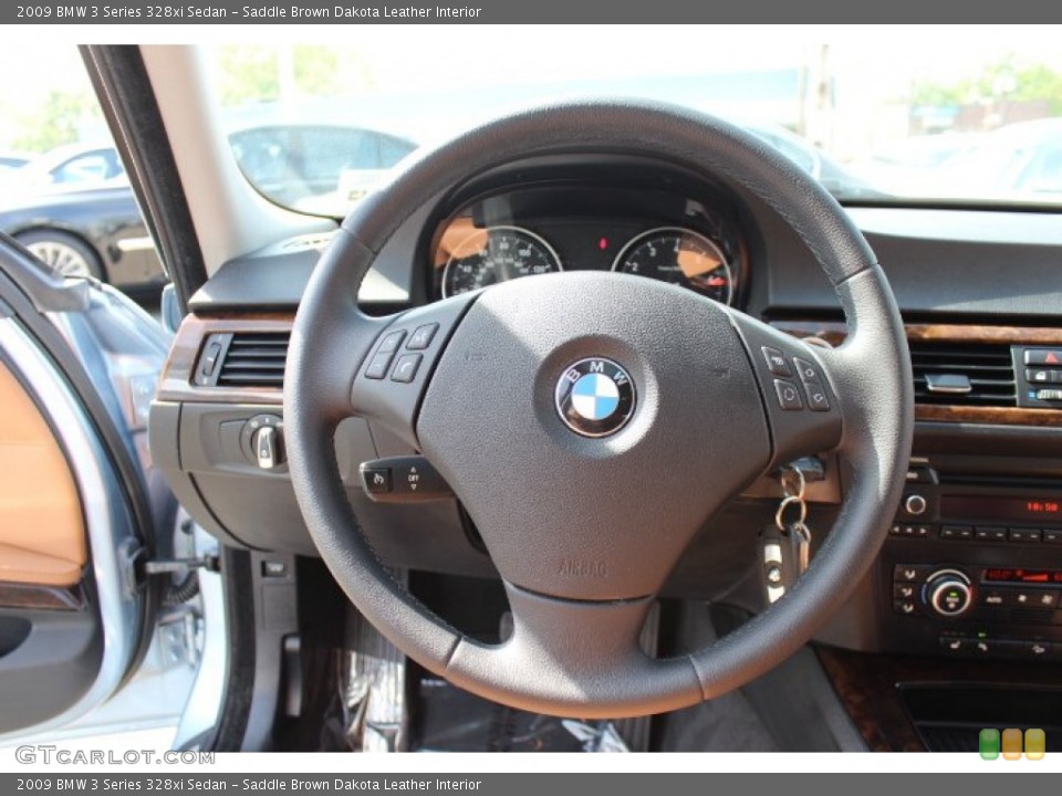Saddle Brown Dakota Leather Interior Steering Wheel for the 2009 BMW 3 Series 328xi Sedan #64111629