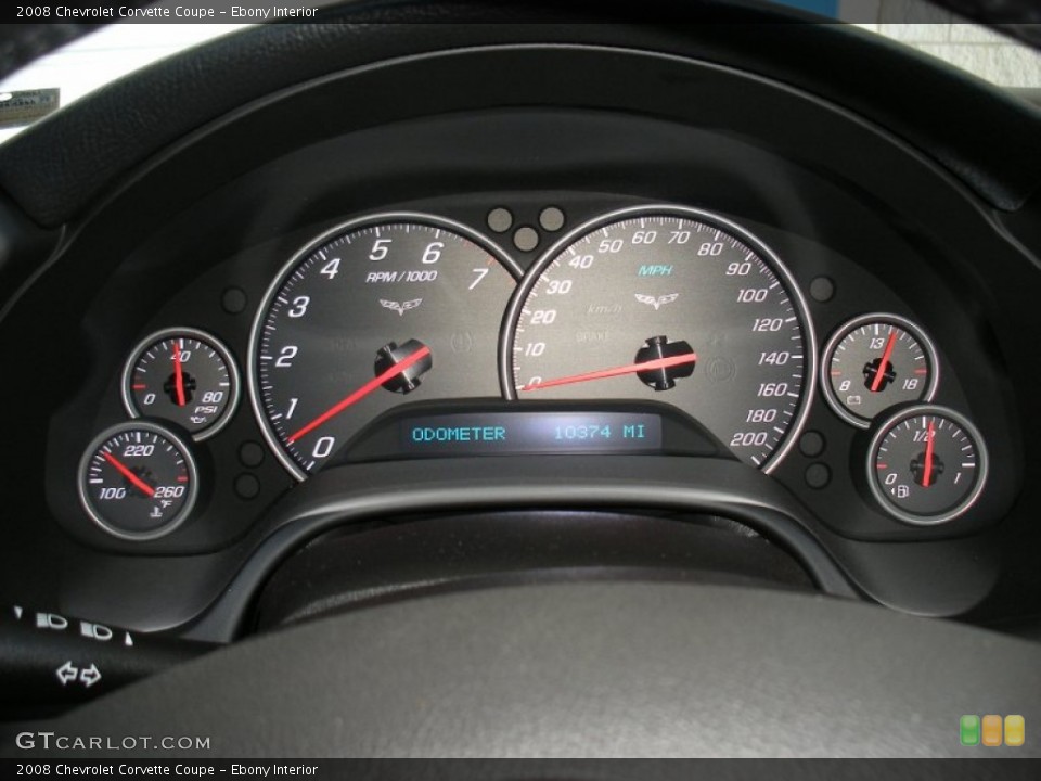Ebony Interior Gauges for the 2008 Chevrolet Corvette Coupe #64208131
