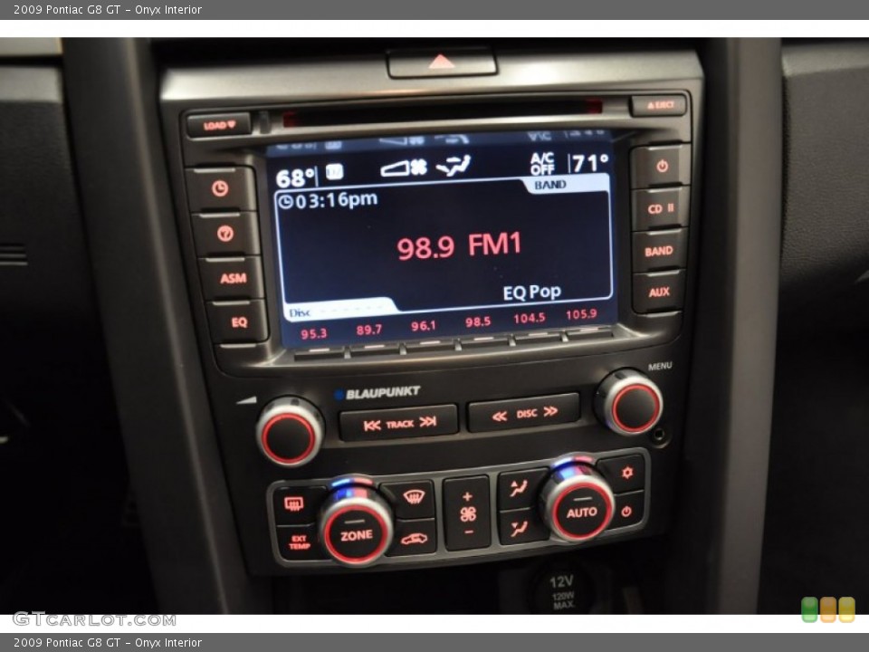 Onyx Interior Controls for the 2009 Pontiac G8 GT #64240652