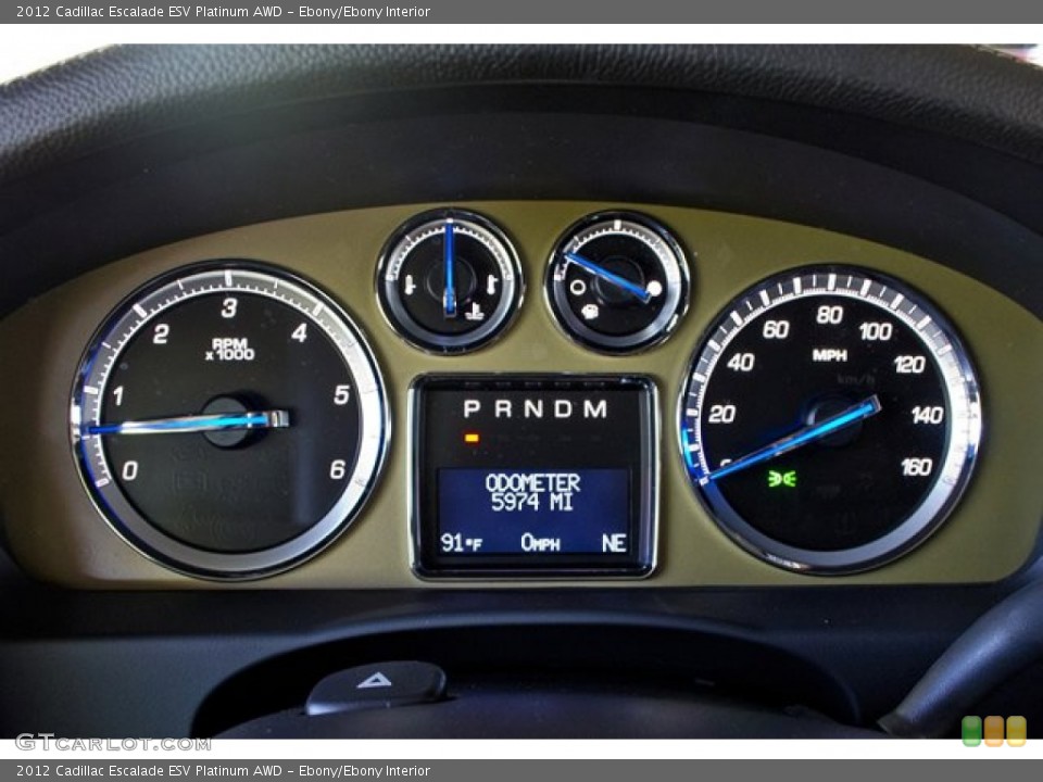 Ebony/Ebony Interior Gauges for the 2012 Cadillac Escalade ESV Platinum AWD #64251056
