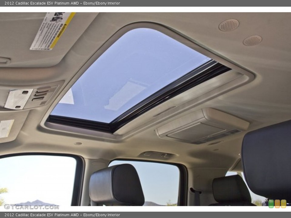 Ebony/Ebony Interior Sunroof for the 2012 Cadillac Escalade ESV Platinum AWD #64251073