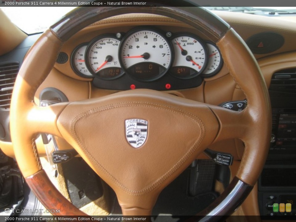 Natural Brown Interior Steering Wheel for the 2000 Porsche 911 Carrera 4 Millennium Edition Coupe #64285826