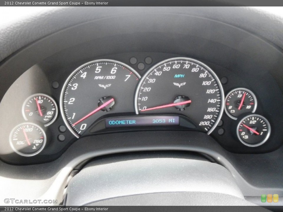 Ebony Interior Gauges for the 2012 Chevrolet Corvette Grand Sport Coupe #64373826