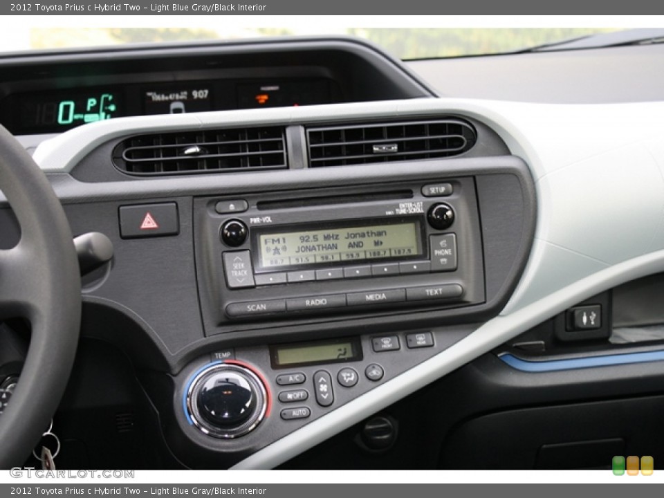Light Blue Gray/Black Interior Controls for the 2012 Toyota Prius c Hybrid Two #64387706