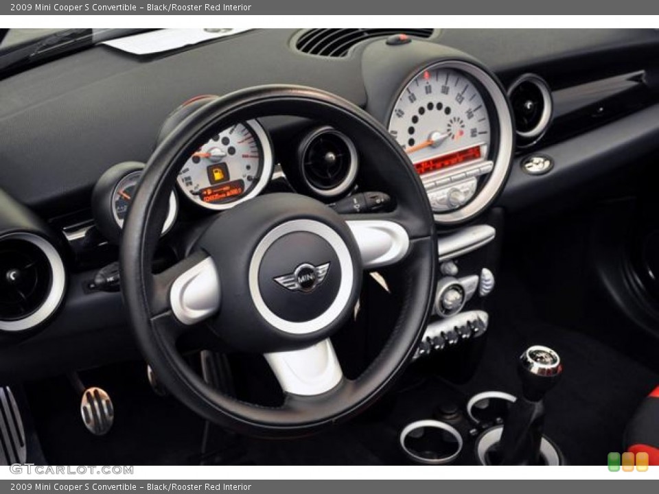 Black/Rooster Red Interior Dashboard for the 2009 Mini Cooper S Convertible #64441245