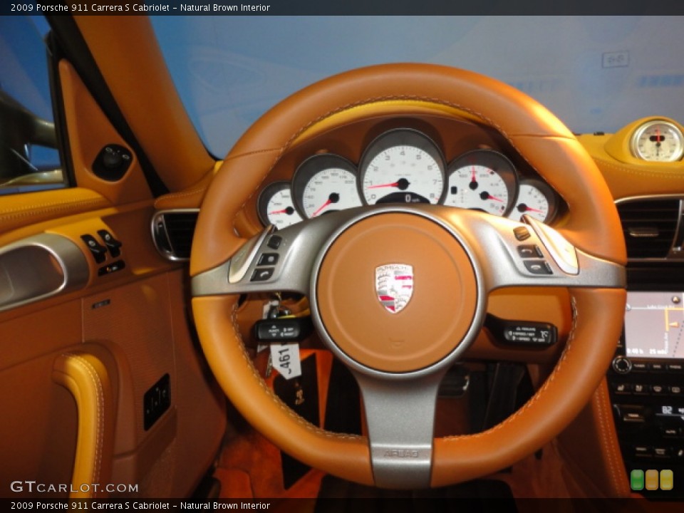 Natural Brown Interior Steering Wheel for the 2009 Porsche 911 Carrera S Cabriolet #64446894