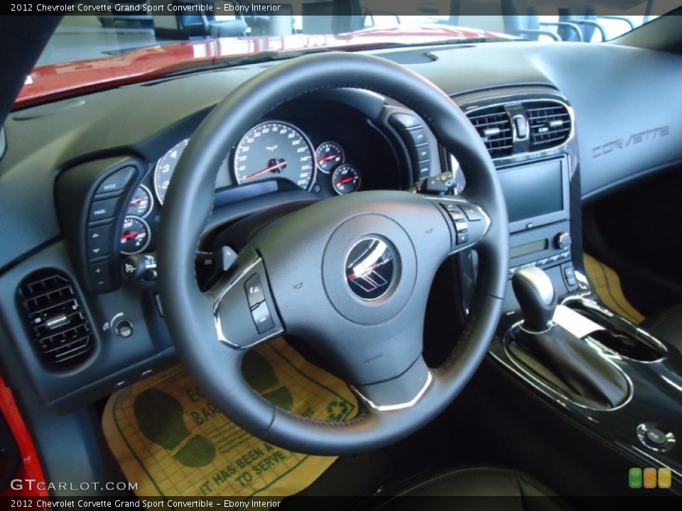 Ebony Interior Steering Wheel for the 2012 Chevrolet Corvette Grand Sport Convertible #64458067