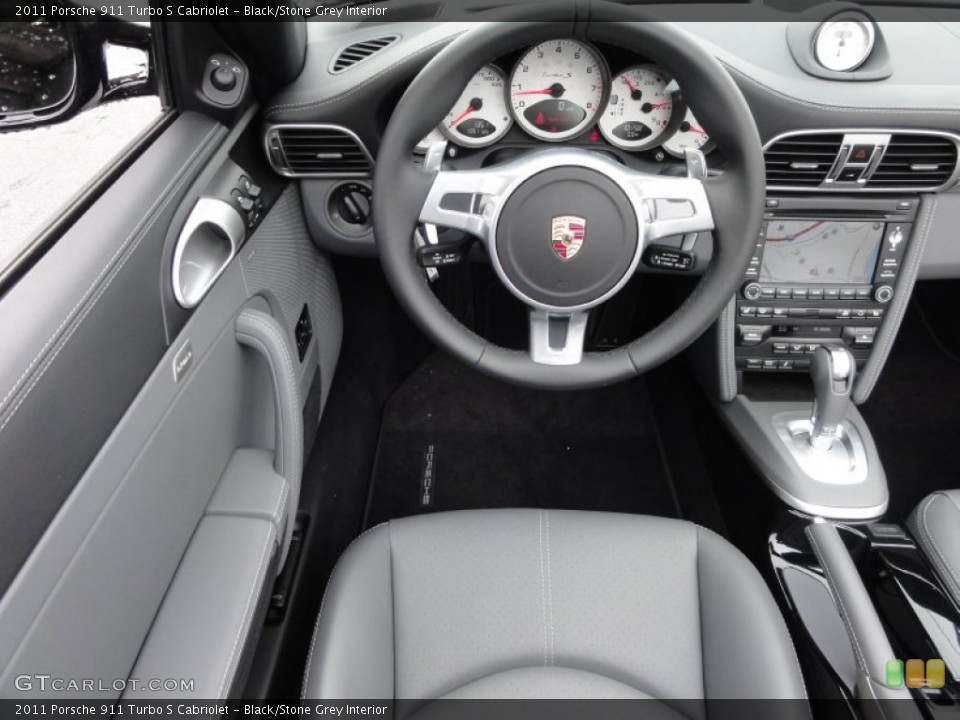 Black/Stone Grey Interior Photo for the 2011 Porsche 911 Turbo S Cabriolet #64582280