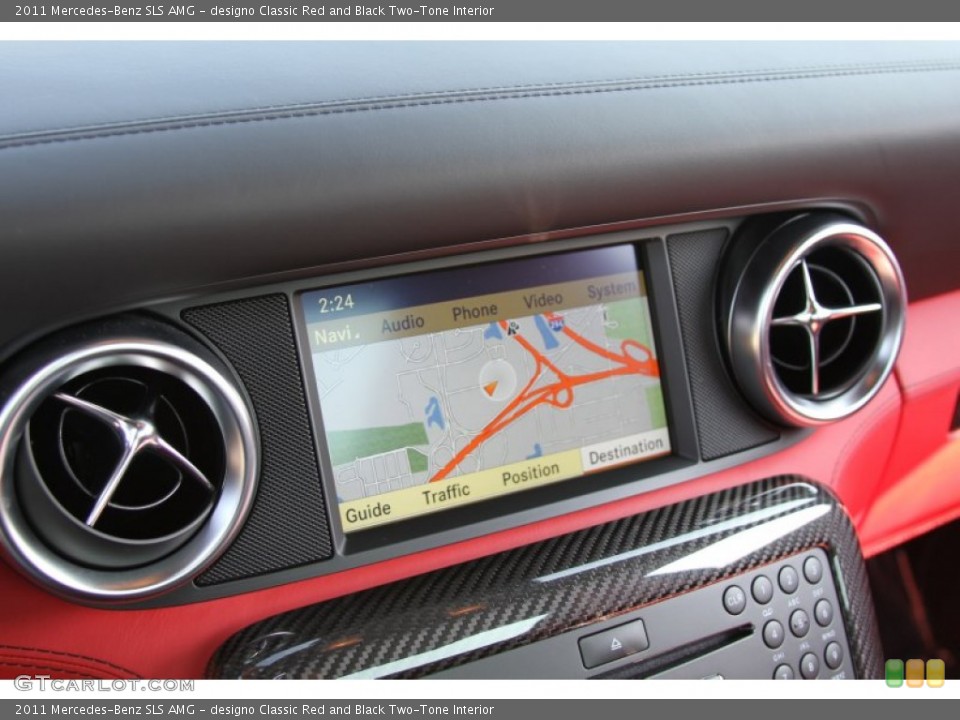 designo Classic Red and Black Two-Tone Interior Navigation for the 2011 Mercedes-Benz SLS AMG #64601109