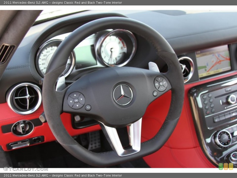 designo Classic Red and Black Two-Tone Interior Steering Wheel for the 2011 Mercedes-Benz SLS AMG #64601127