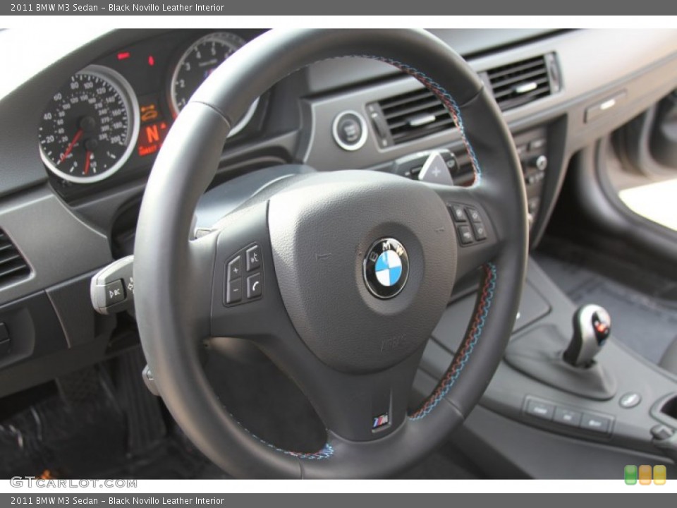 Black Novillo Leather Interior Steering Wheel for the 2011 BMW M3 Sedan #64603416