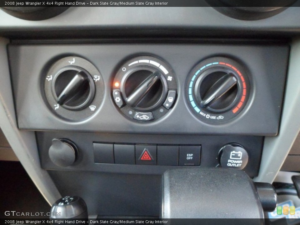 Dark Slate Gray/Medium Slate Gray Interior Controls for the 2008 Jeep Wrangler X 4x4 Right Hand Drive #64617571