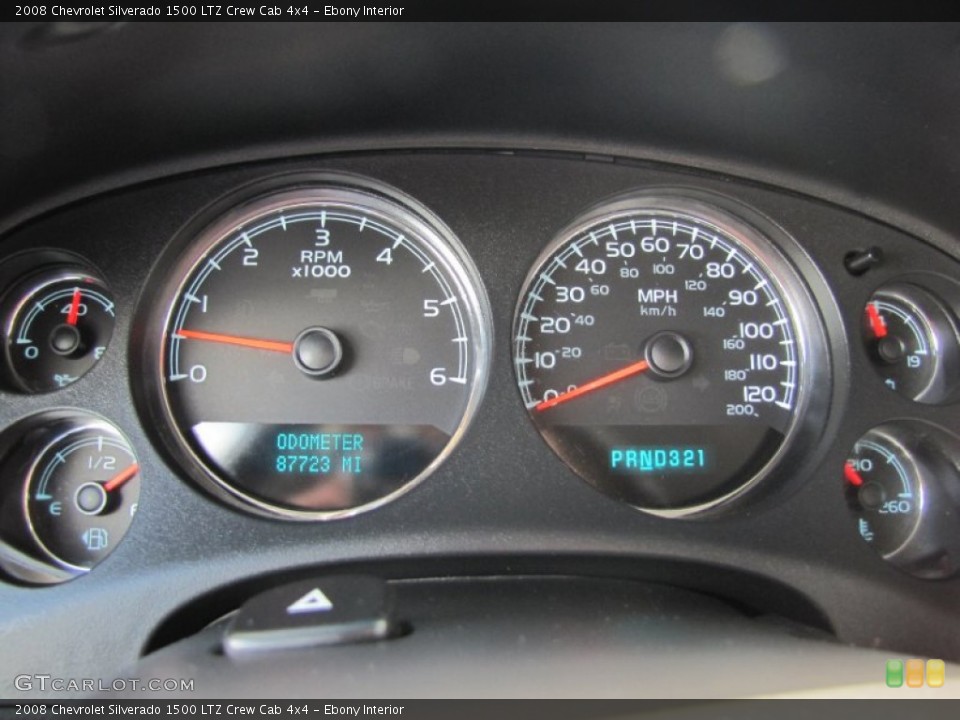 Ebony Interior Gauges for the 2008 Chevrolet Silverado 1500 LTZ Crew Cab 4x4 #64617802