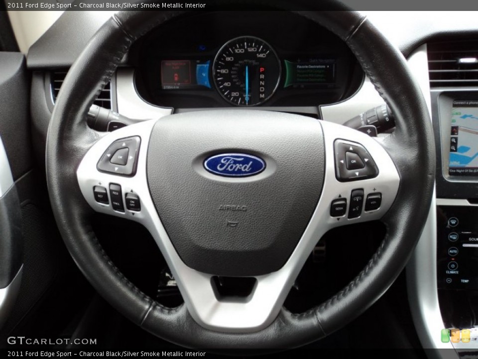 Charcoal Black/Silver Smoke Metallic Interior Steering Wheel for the 2011 Ford Edge Sport #64631968