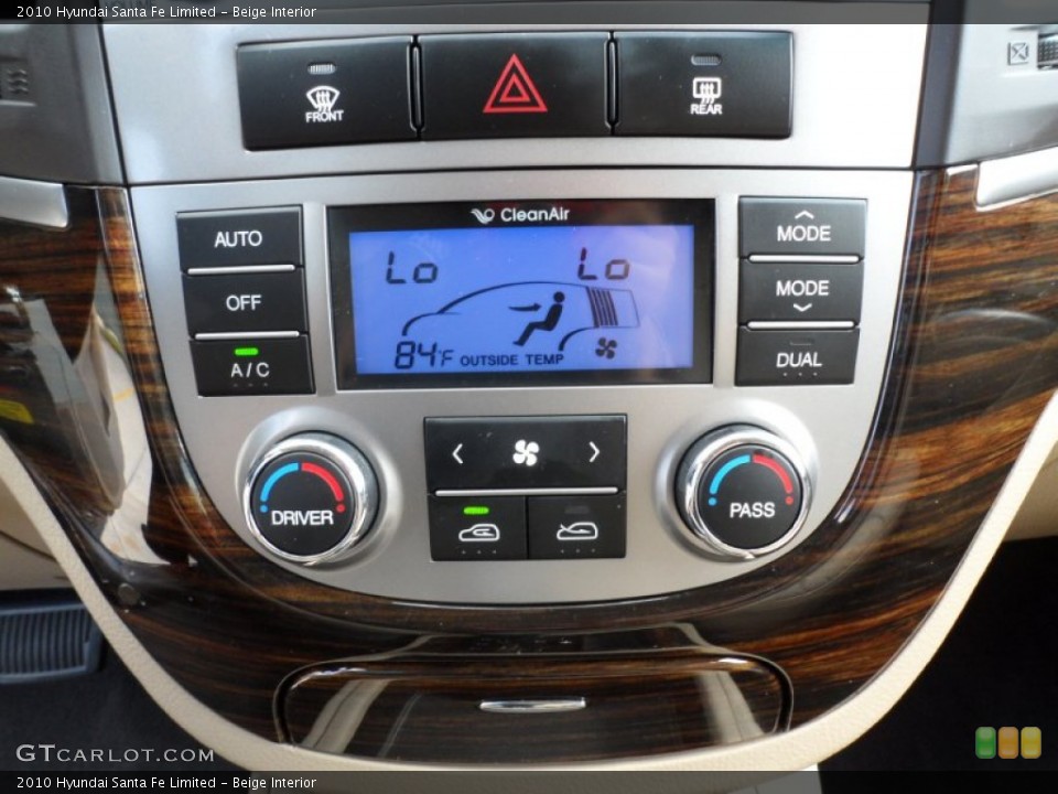 Beige Interior Controls for the 2010 Hyundai Santa Fe Limited #64645852