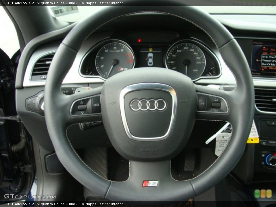 Black Silk Nappa Leather Interior Steering Wheel for the 2011 Audi S5 4.2 FSI quattro Coupe #64679423