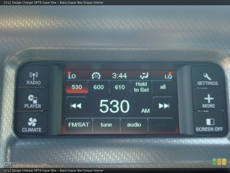 Black/Super Bee Stripes Interior Controls for the 2012 Dodge Charger SRT8 Super Bee #64701216