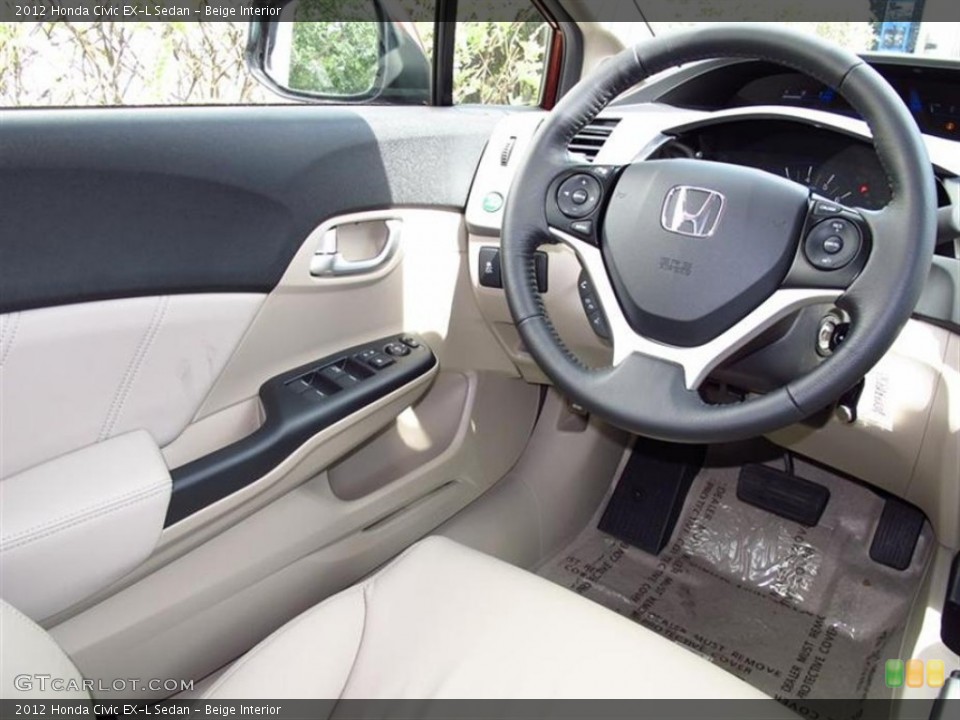 Beige Interior Steering Wheel for the 2012 Honda Civic EX-L Sedan #64746078
