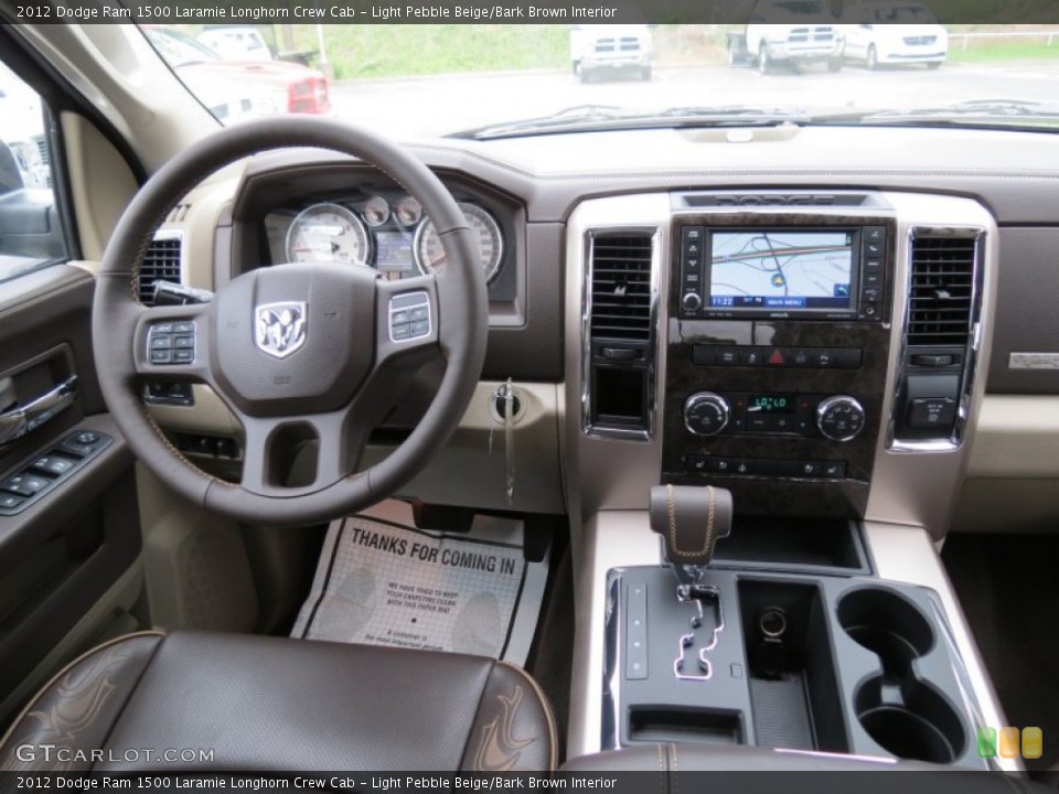 Light Pebble Beige/Bark Brown Interior Dashboard for the 2012 Dodge Ram 1500 Laramie Longhorn Crew Cab #64824385