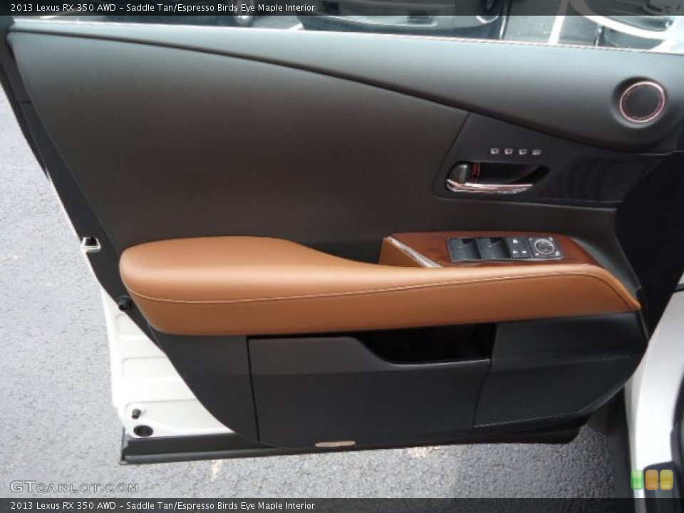 Saddle Tan/Espresso Birds Eye Maple Interior Door Panel for the 2013 Lexus RX 350 AWD #64877096