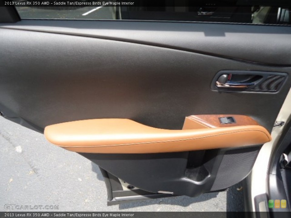 Saddle Tan/Espresso Birds Eye Maple Interior Door Panel for the 2013 Lexus RX 350 AWD #64878215