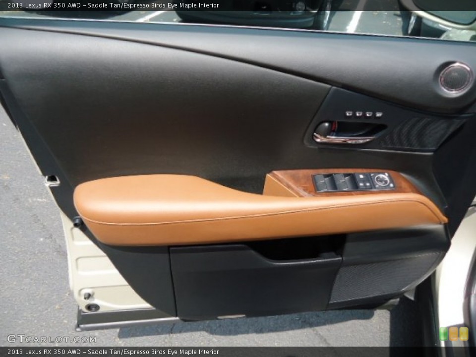 Saddle Tan/Espresso Birds Eye Maple Interior Door Panel for the 2013 Lexus RX 350 AWD #64878224
