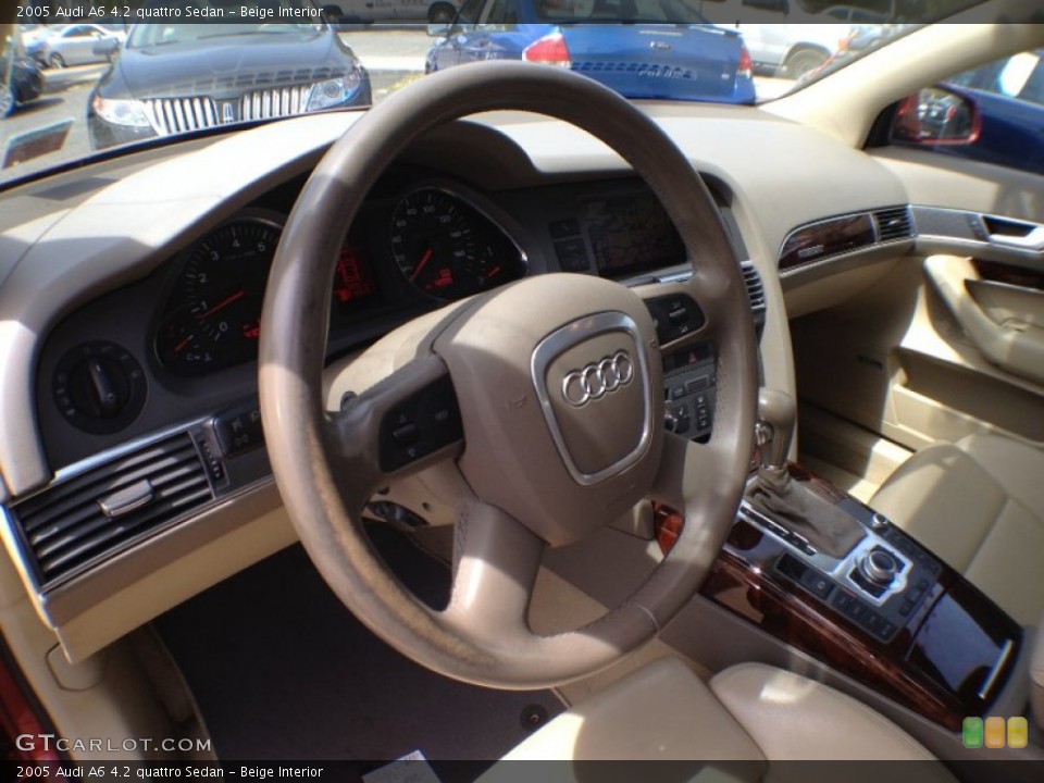 Beige Interior Steering Wheel for the 2005 Audi A6 4.2 quattro Sedan #64934854