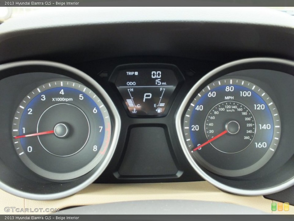 Beige Interior Gauges for the 2013 Hyundai Elantra GLS #64978550