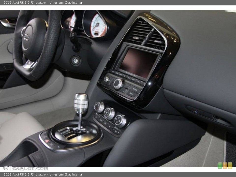 Limestone Gray Interior Controls for the 2012 Audi R8 5.2 FSI quattro #64992314