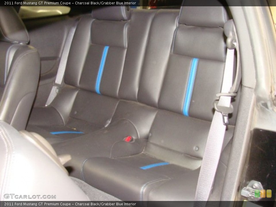 Charcoal Black/Grabber Blue Interior Rear Seat for the 2011 Ford Mustang GT Premium Coupe #64996946