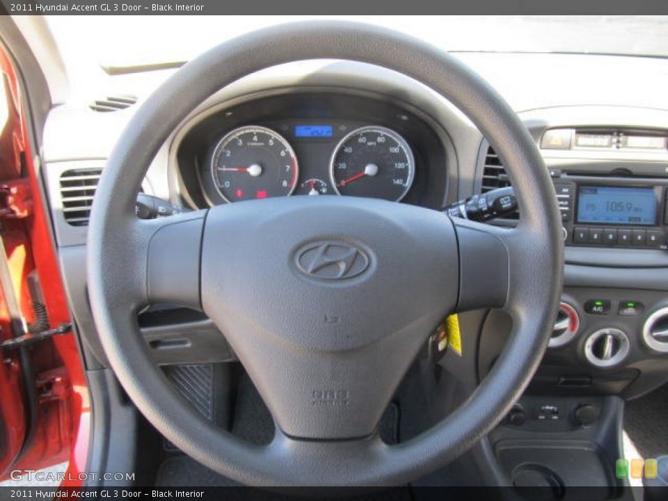 Black Interior Steering Wheel for the 2011 Hyundai Accent GL 3 Door #65064541