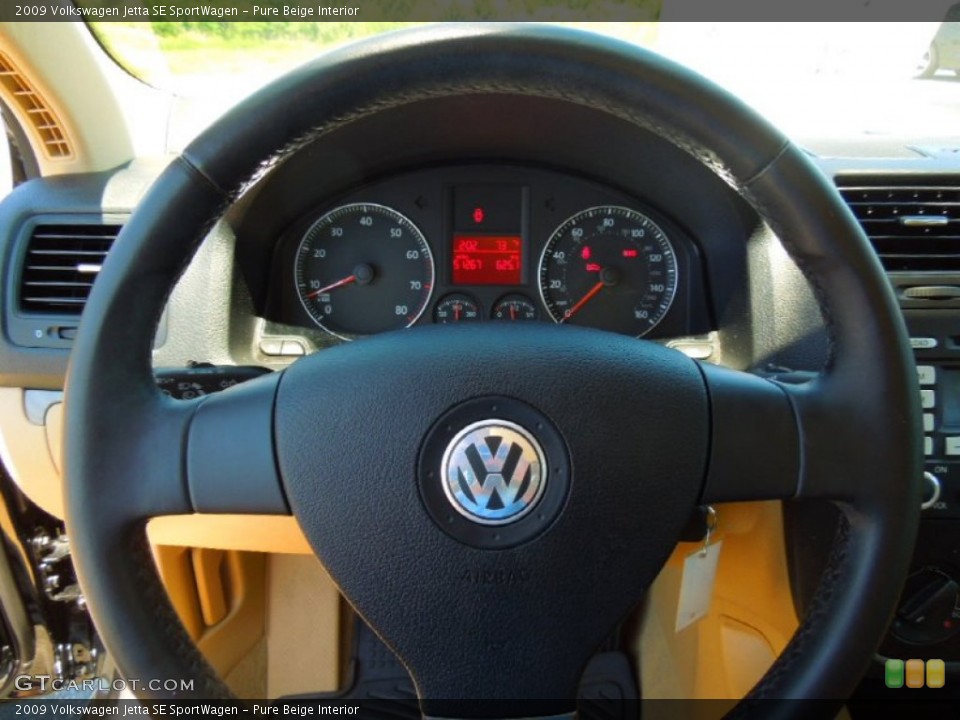 Pure Beige Interior Steering Wheel for the 2009 Volkswagen Jetta SE SportWagen #65066777