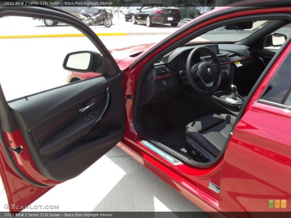 Black/Red Highlight Interior Photo for the 2012 BMW 3 Series 328i Sedan #65201191