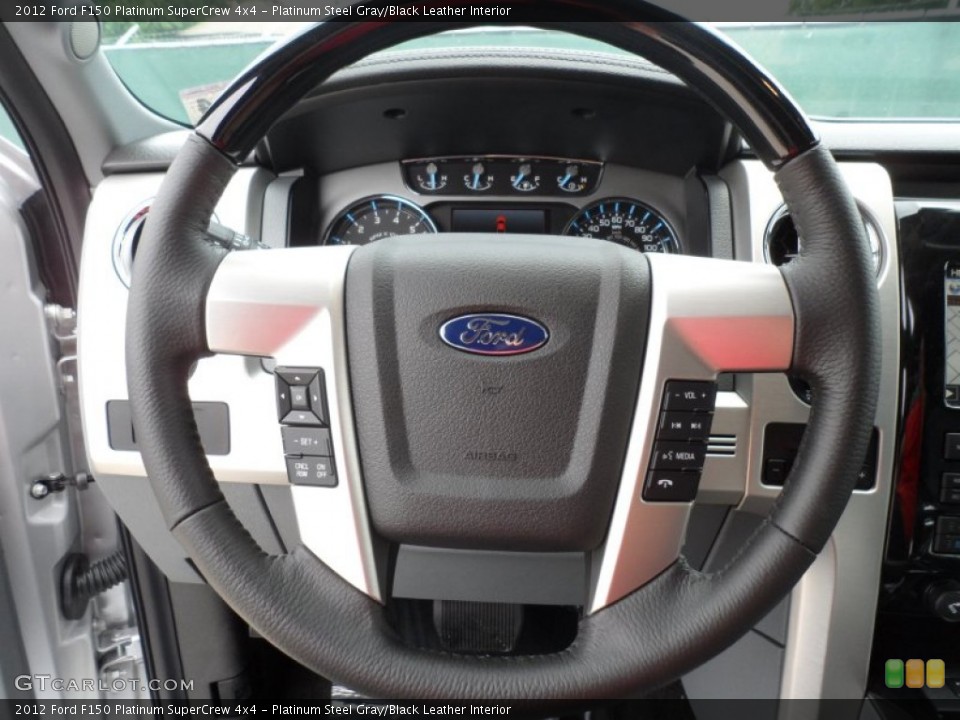 Platinum Steel Gray/Black Leather Interior Steering Wheel for the 2012 Ford F150 Platinum SuperCrew 4x4 #65221195